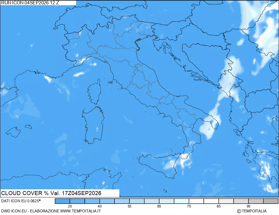 mappa Nuvolosit&agrave; totale