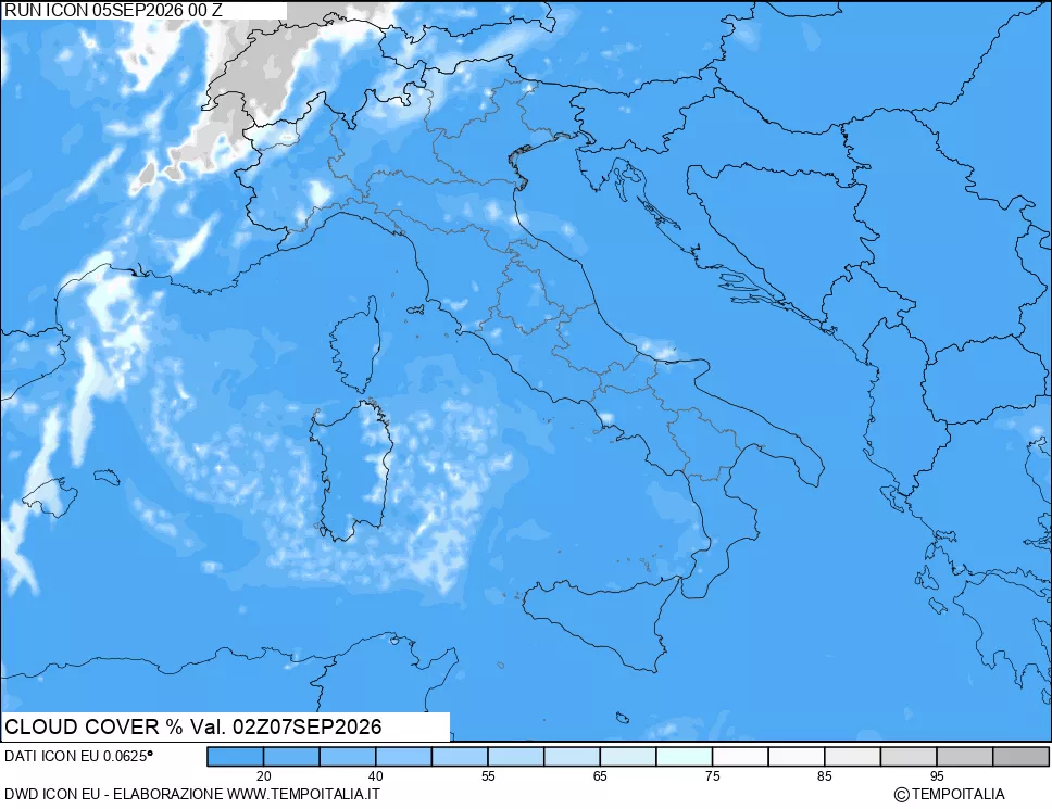 mappa Nuvolosit&agrave; totale
