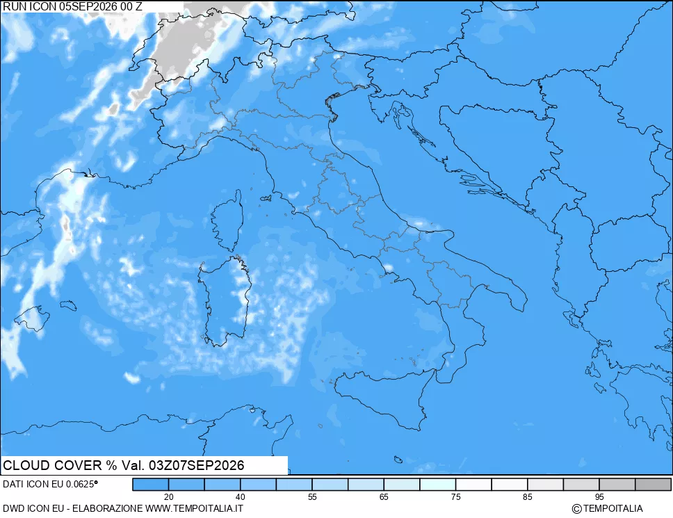 mappa Nuvolosit&agrave; totale