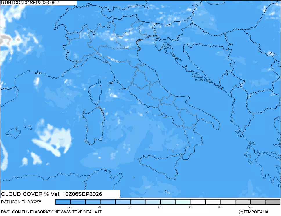 mappa Nuvolosit&agrave; totale