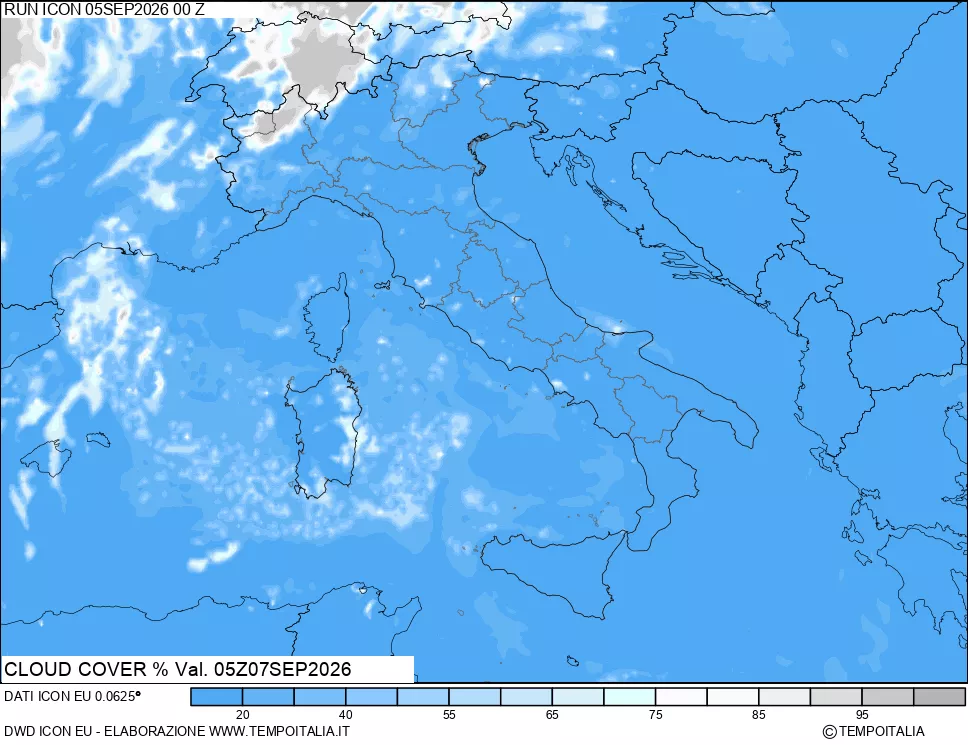 mappa Nuvolosit&agrave; totale
