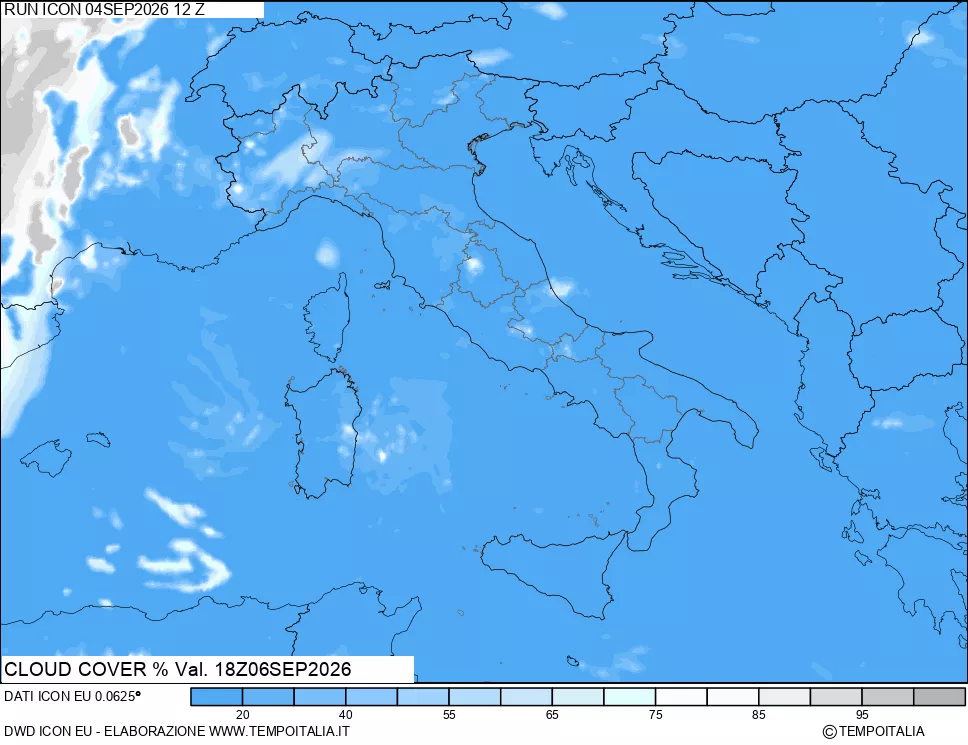 mappa Nuvolosit&agrave; totale