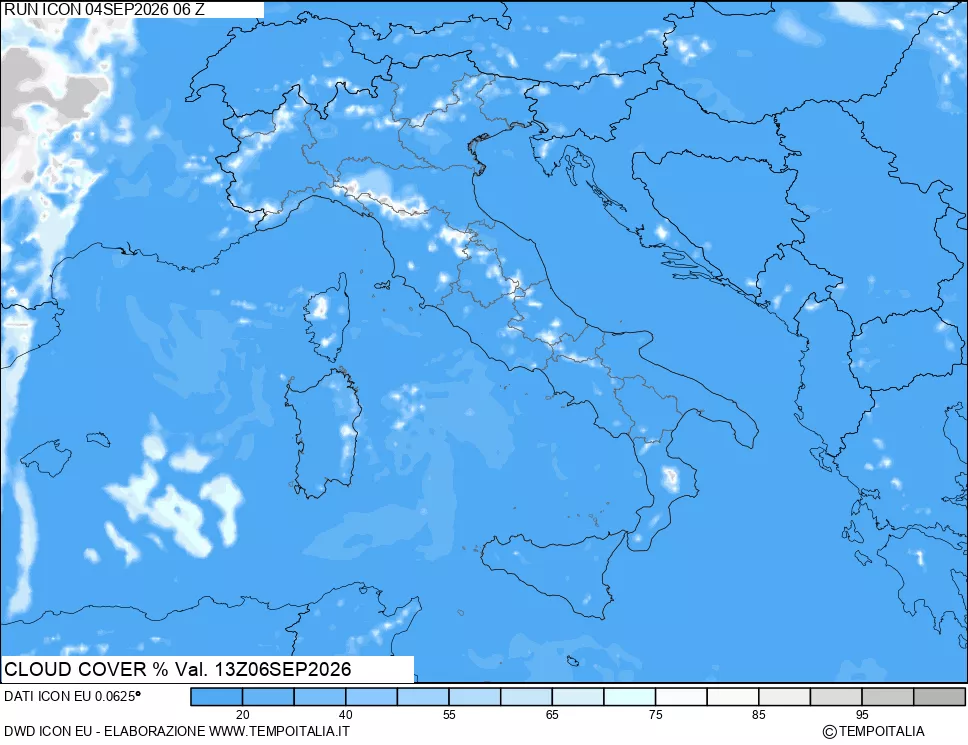 mappa Nuvolosit&agrave; totale