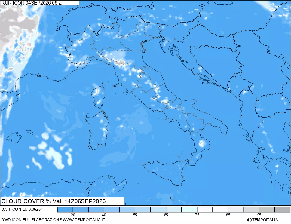 mappa Nuvolosit&agrave; totale