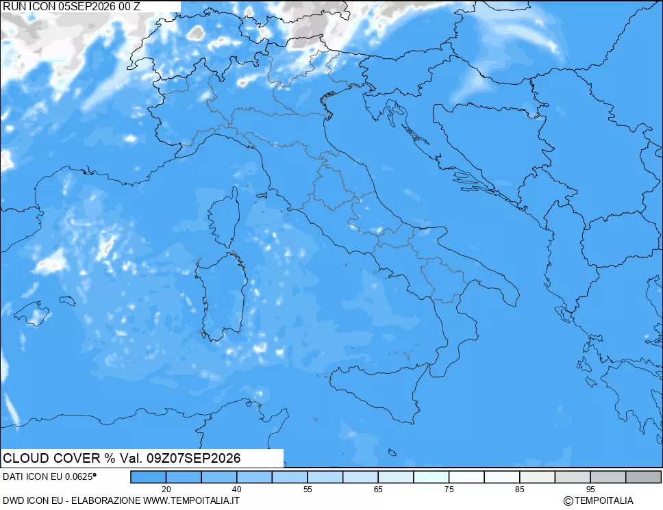 mappa Nuvolosit&agrave; totale