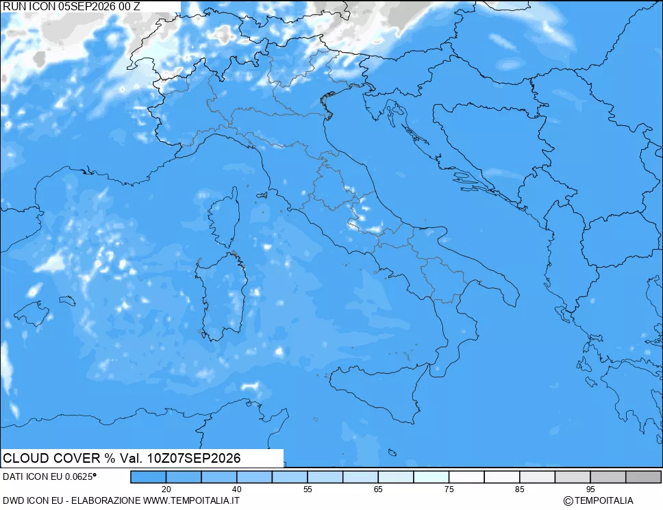 mappa Nuvolosit&agrave; totale