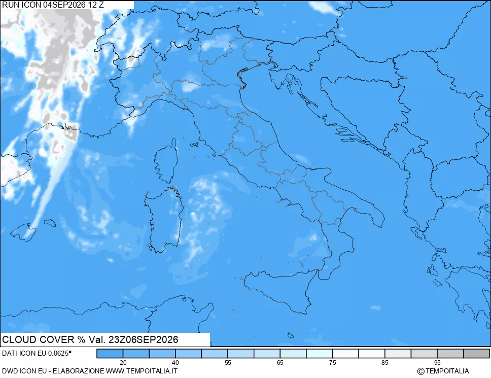 mappa Nuvolosit&agrave; totale