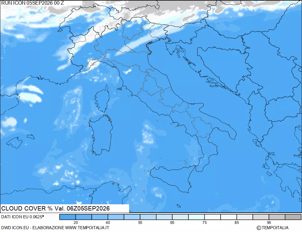 mappa Nuvolosit&agrave; totale