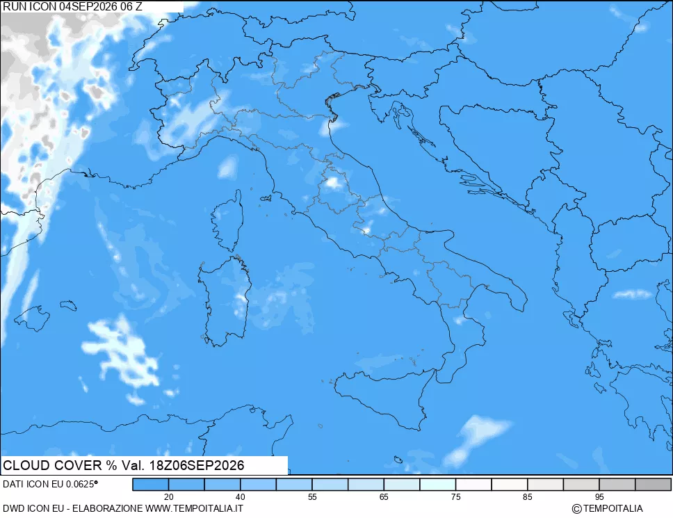 mappa Nuvolosit&agrave; totale