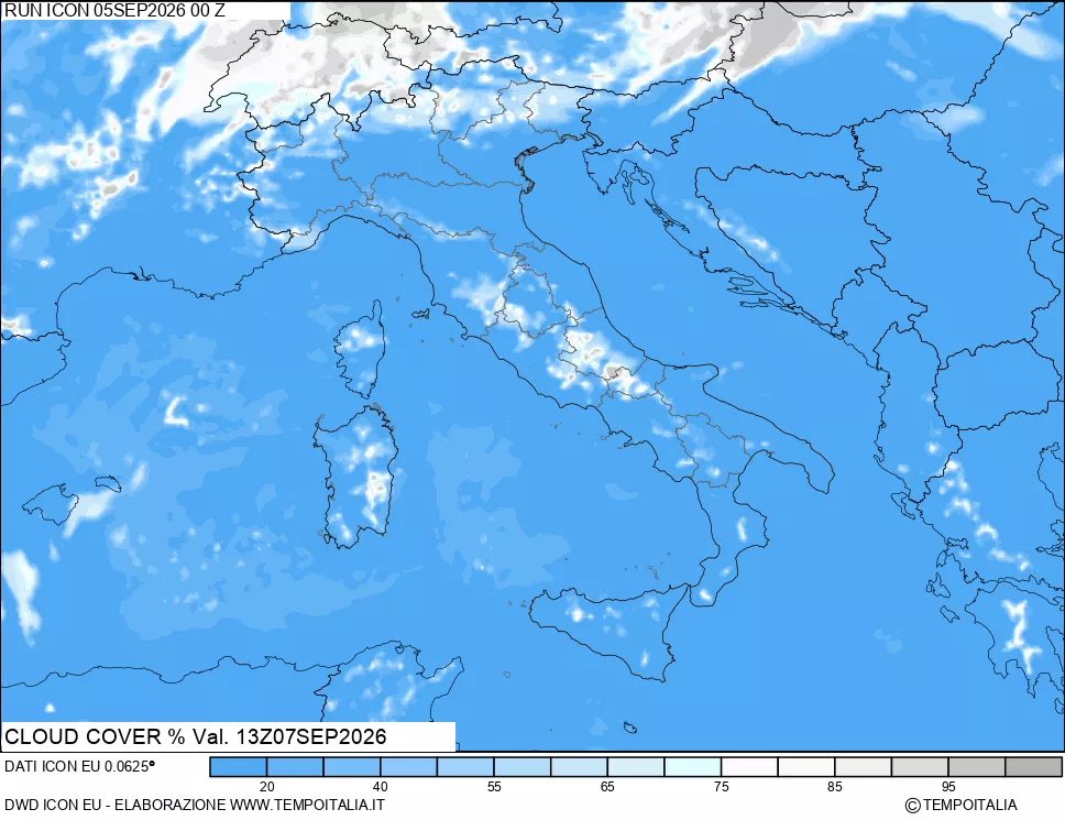 mappa Nuvolosit&agrave; totale