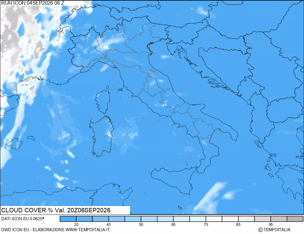mappa Nuvolosit&agrave; totale