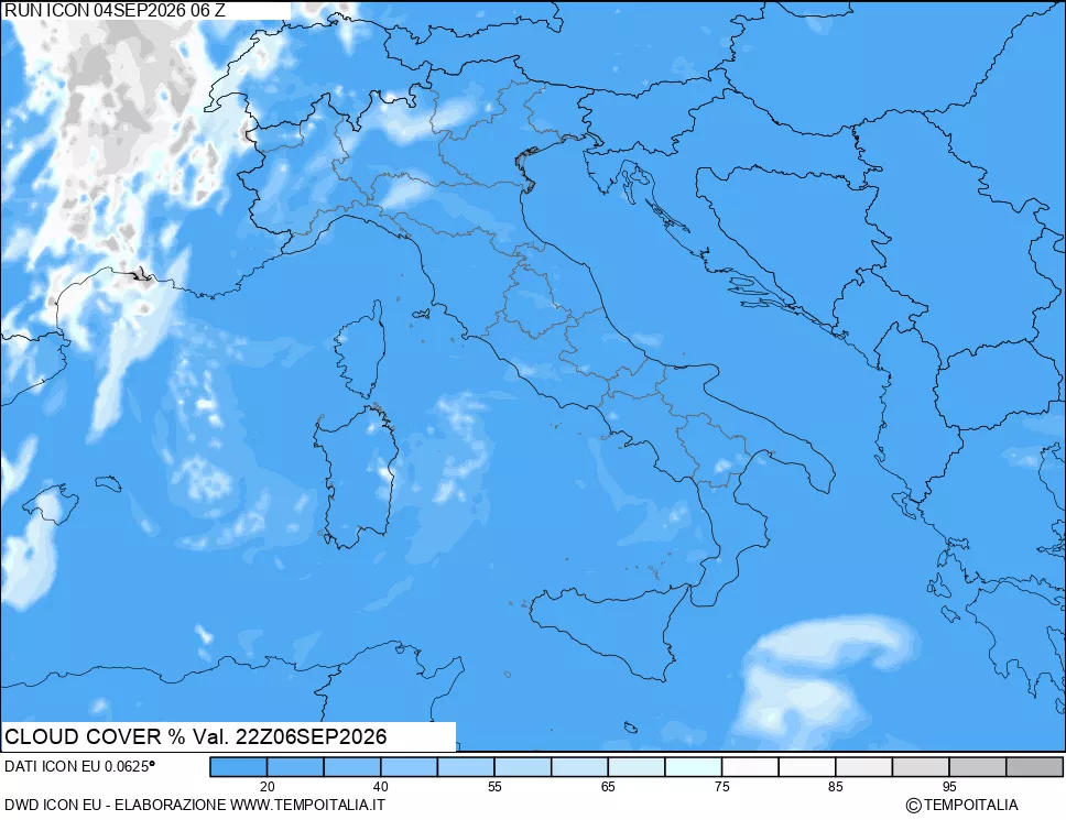 mappa Nuvolosit&agrave; totale