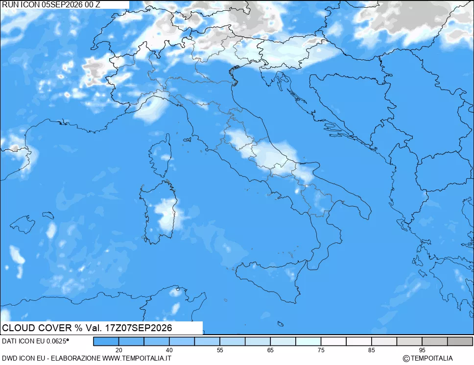 mappa Nuvolosit&agrave; totale