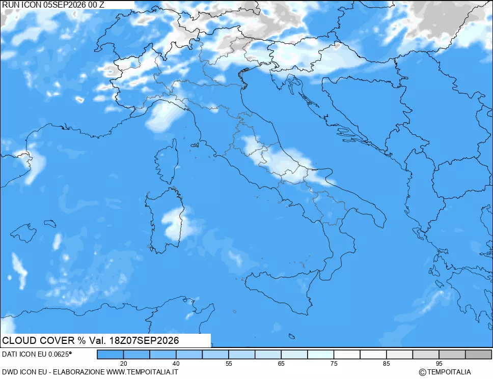 mappa Nuvolosit&agrave; totale
