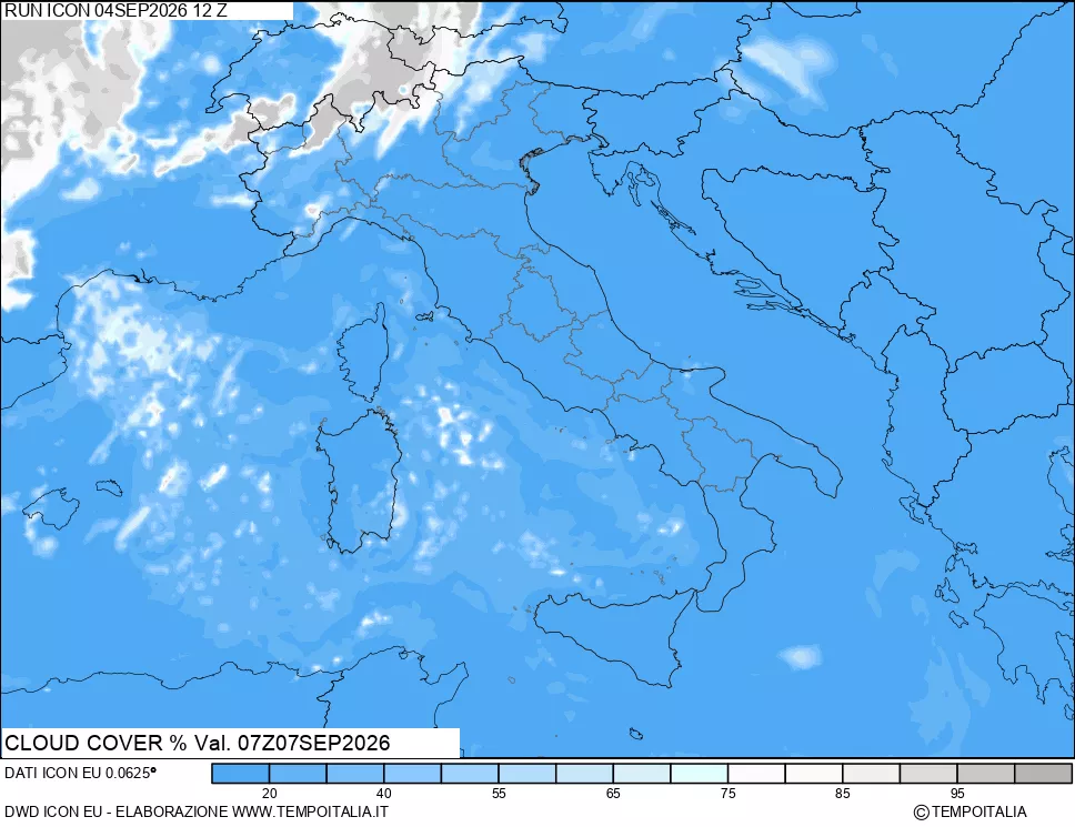 mappa Nuvolosit&agrave; totale