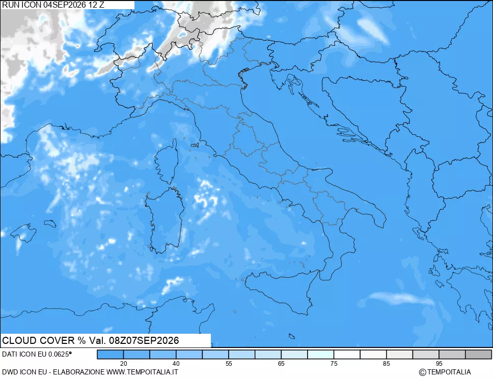 mappa Nuvolosit&agrave; totale