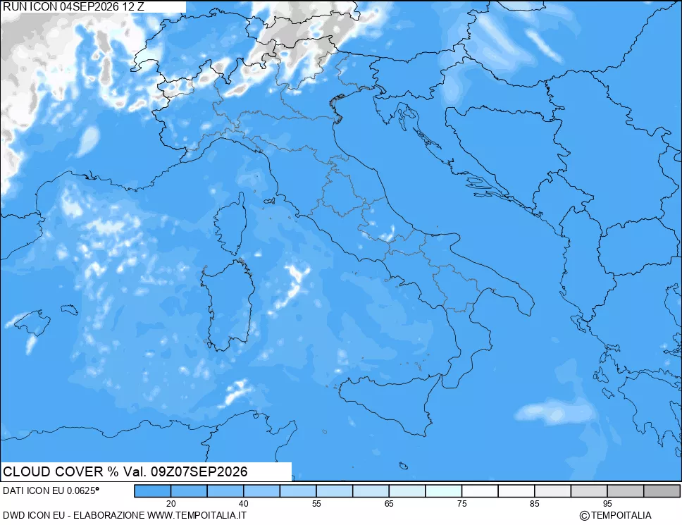 mappa Nuvolosit&agrave; totale