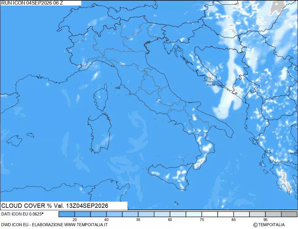 mappa Nuvolosit&agrave; totale