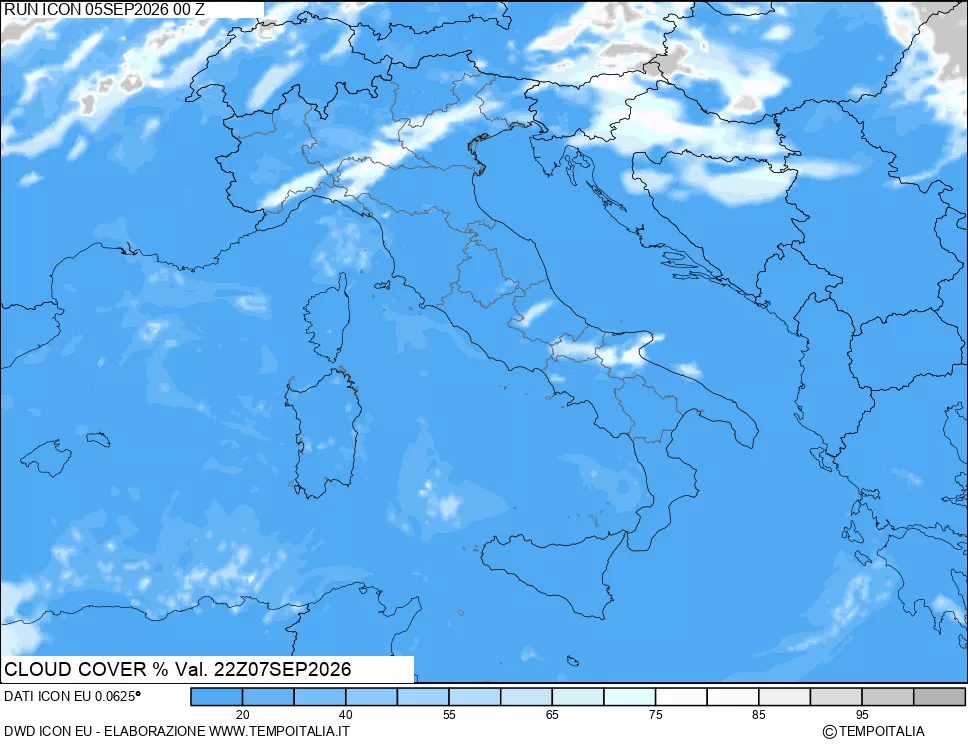 mappa Nuvolosit&agrave; totale