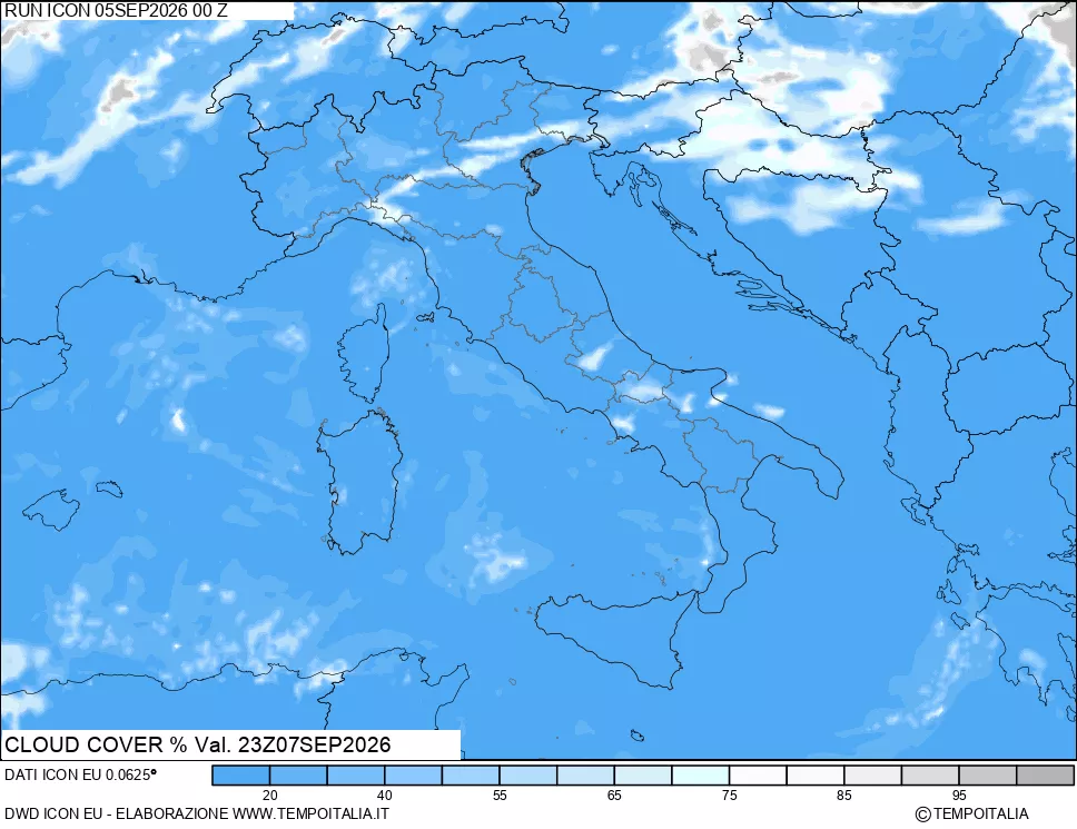 mappa Nuvolosit&agrave; totale