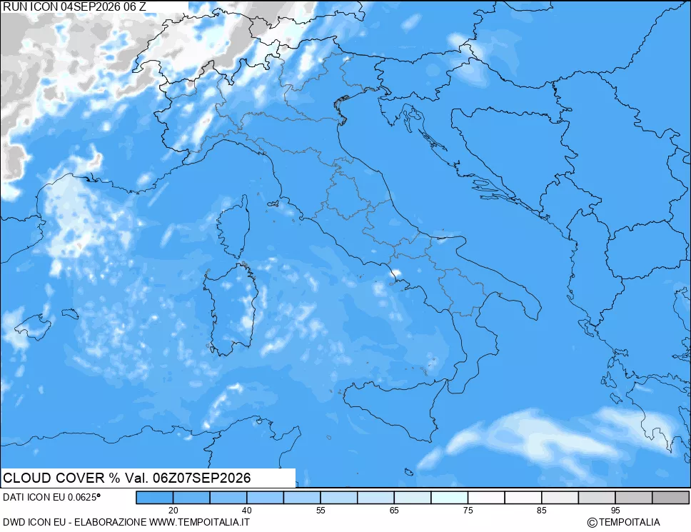mappa Nuvolosit&agrave; totale