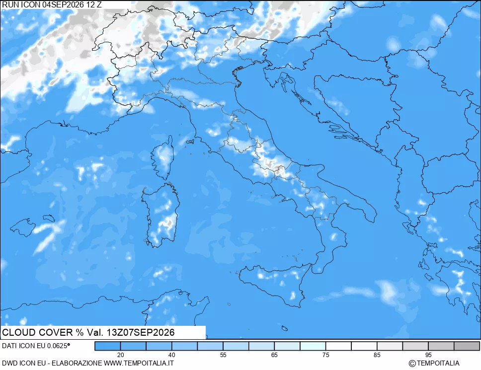 mappa Nuvolosit&agrave; totale