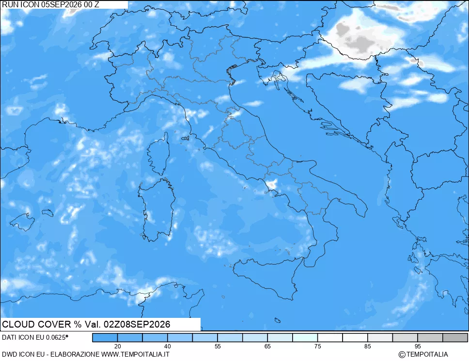 mappa Nuvolosit&agrave; totale