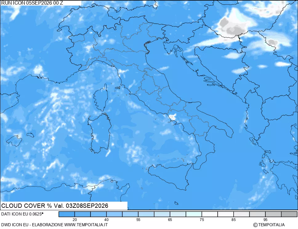mappa Nuvolosit&agrave; totale