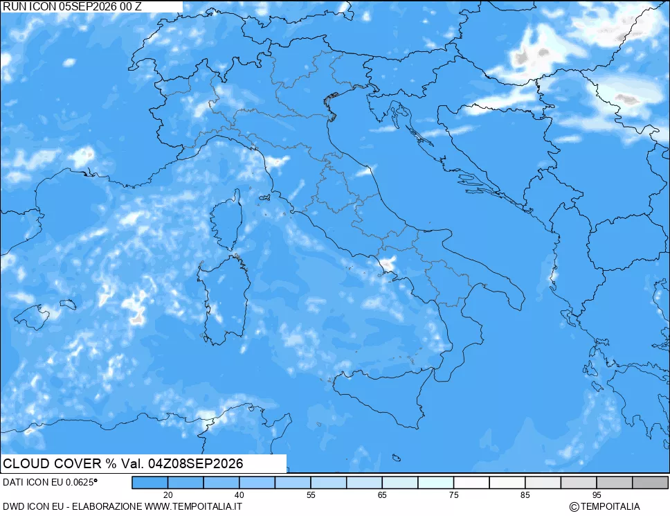 mappa Nuvolosit&agrave; totale