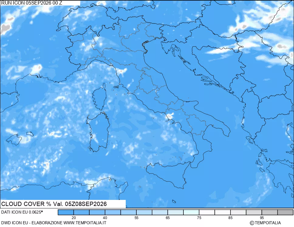 mappa Nuvolosit&agrave; totale
