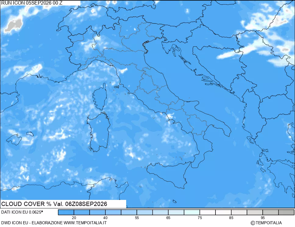 mappa Nuvolosit&agrave; totale