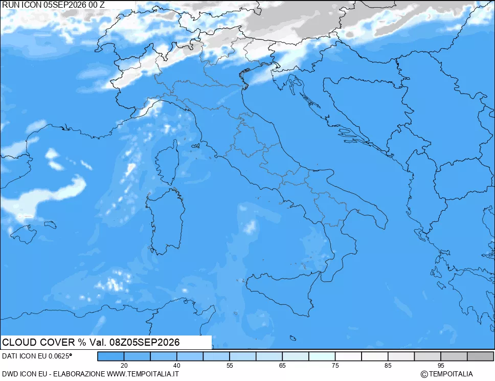 mappa Nuvolosit&agrave; totale
