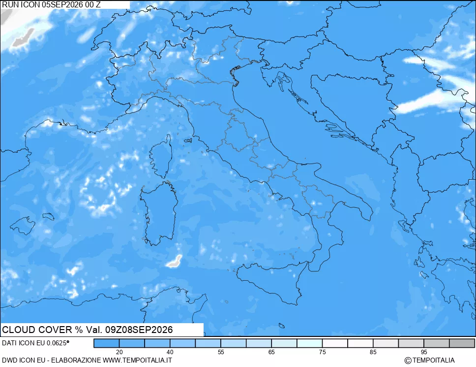 mappa Nuvolosit&agrave; totale
