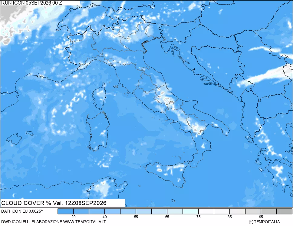 mappa Nuvolosit&agrave; totale