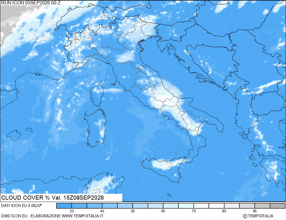 mappa Nuvolosit&agrave; totale