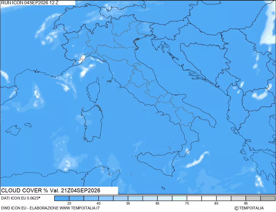 mappa Nuvolosit&agrave; totale