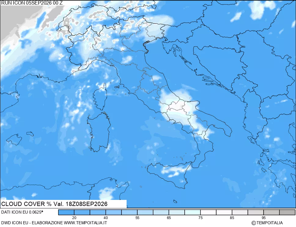 mappa Nuvolosit&agrave; totale