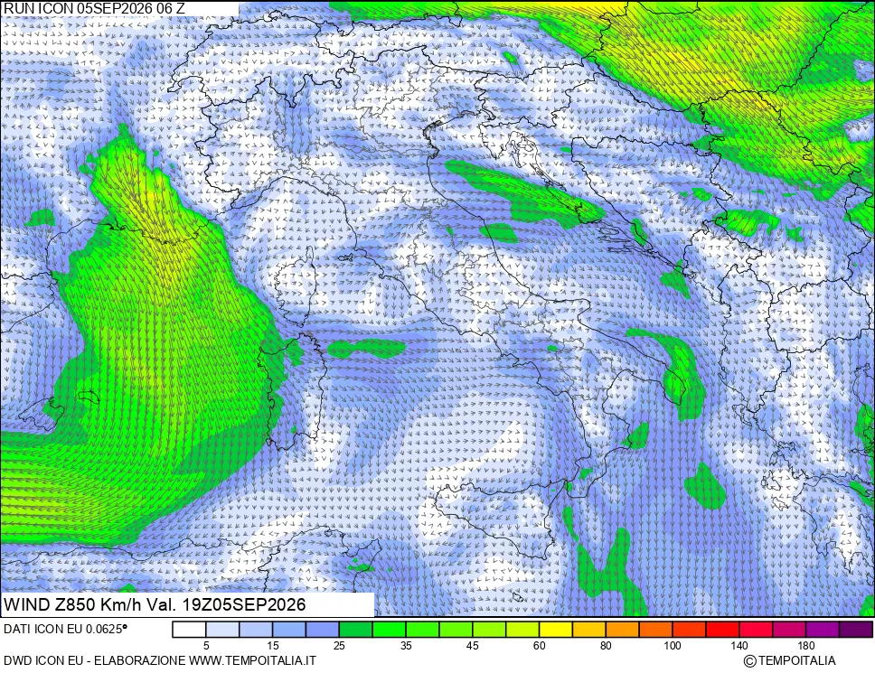mappa 850 hPa Vento