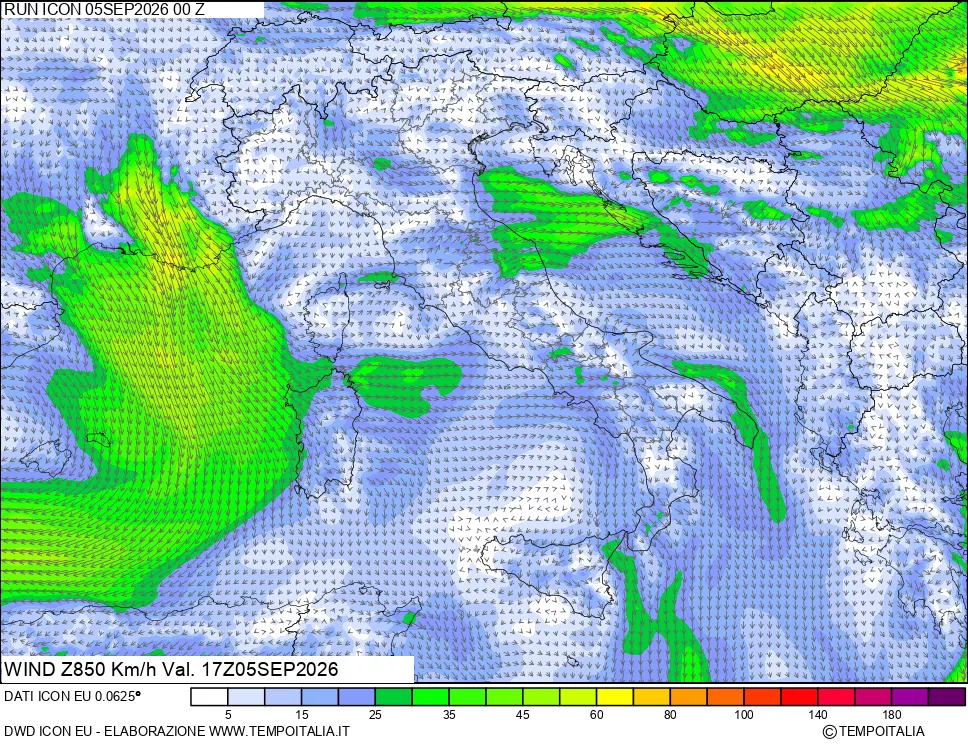 mappa 850 hPa Vento